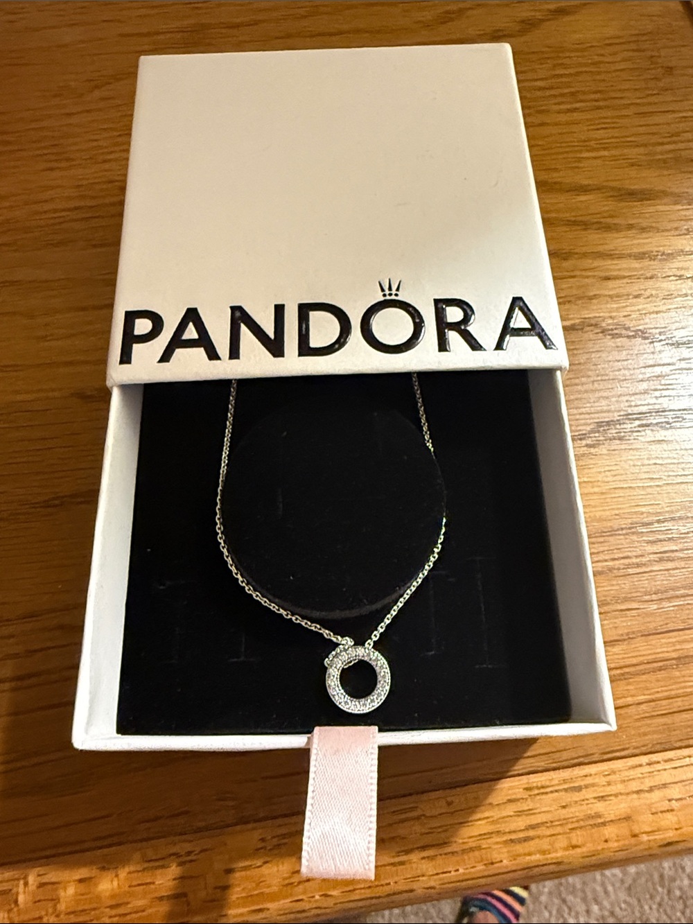 Pandora Logo Pavé Circle Collier Necklace 
New in Box
